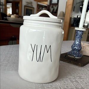 Rae Dunn White Ceramic "YUM" Kitchen Canister